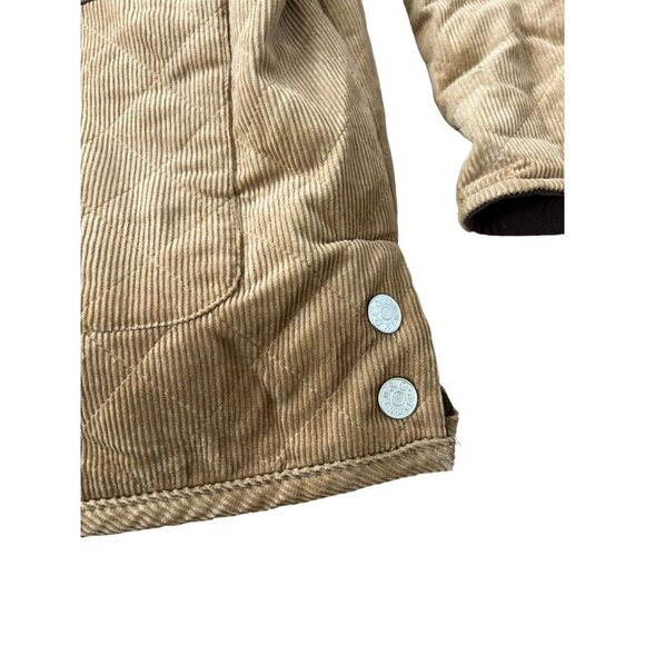 Denim & Co Reversible Corduroy Barn Coat Jacket Brown Button Closure Quilted - Picture 4 of 14